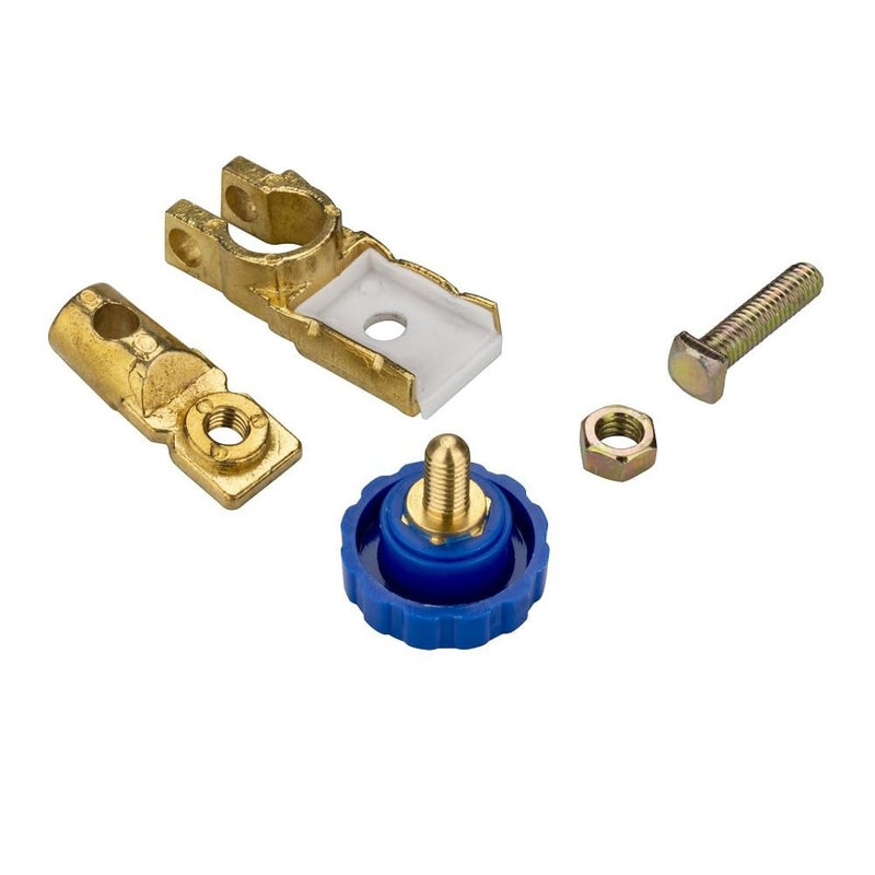 Jtron Top Post Battery Isolator Switch Link Terminal Quick Cut Off Disconnect Master Kill Switch Brass Pure Copper Car Battery Switch with PVC Case Automotive Power Kill Switch (Blue+Case) - Image 2